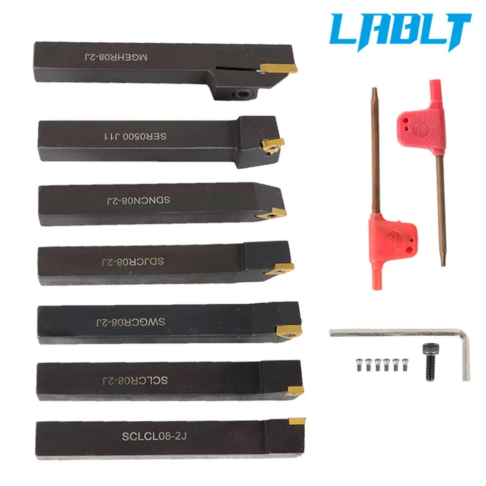 7-Pc Indexable Carbide Turning Tool Set for Lathe (Fitted Box)