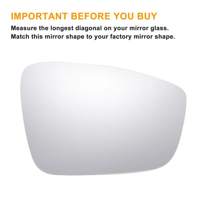 Right Side Mirror Glass with Back Heated for Volkswagen Beetle Jetta (2002–2019)