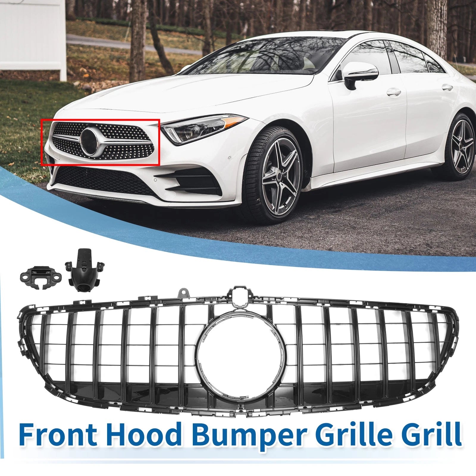 Front Upper Bumper Grille Grill Replacement for Mercedes-Benz CLS400 (2015–2018)