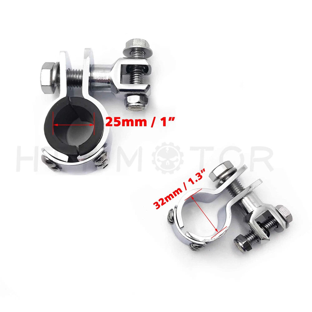Chrome Foot Peg Mounts for Harley (1"-1 1/4" Engine Guard)