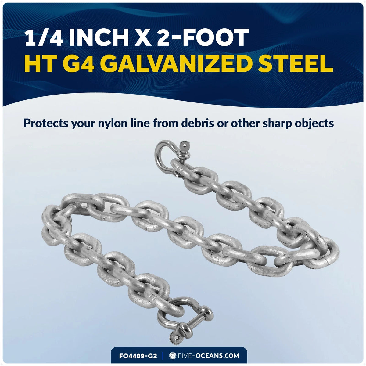 1/4" Boat Anchor Chain with 2 Shackles for Marine Use (Galvanized Steel)
