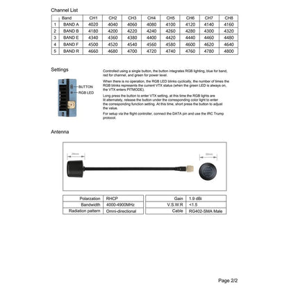 4G-4.8G 10W Video Transmitter for FPV with Circular Polarized Antenna
