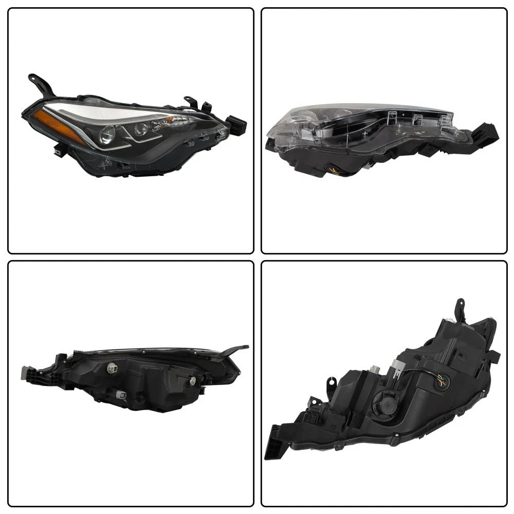 Headlight for Toyota Corolla L LE (2017–2019) Passenger Right Side Black Clear