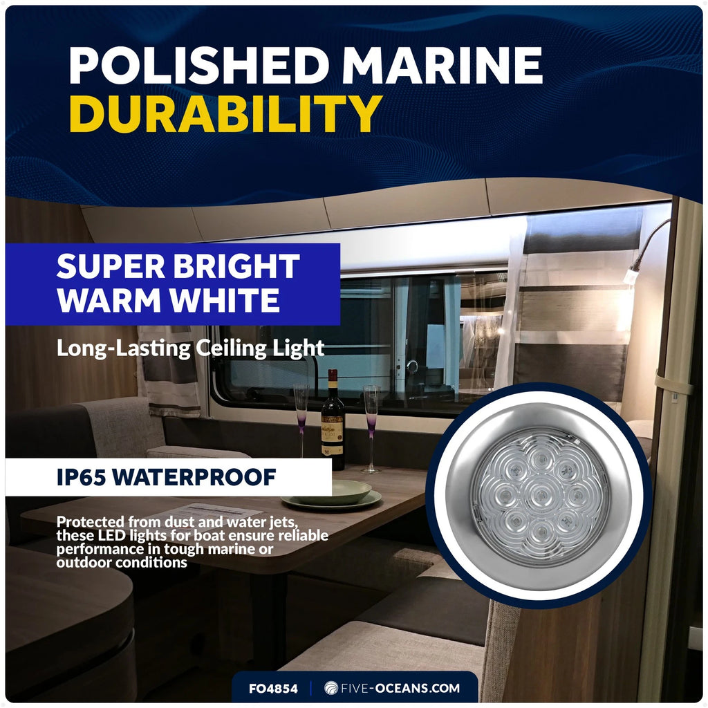 LED Interior Dome Ceiling Light for Universal Use (12V)