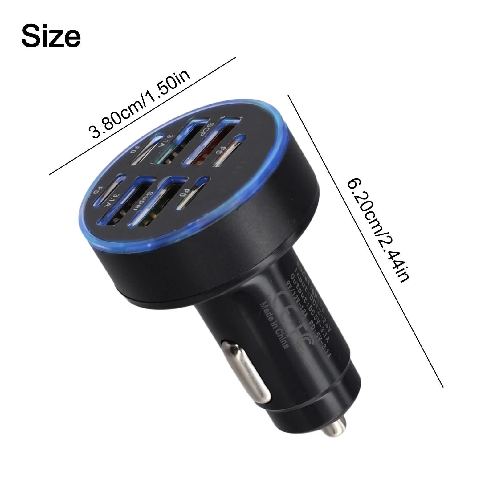 Car Phone Charger Adapter for Universal Use (Fast Charge, Voltage Display)