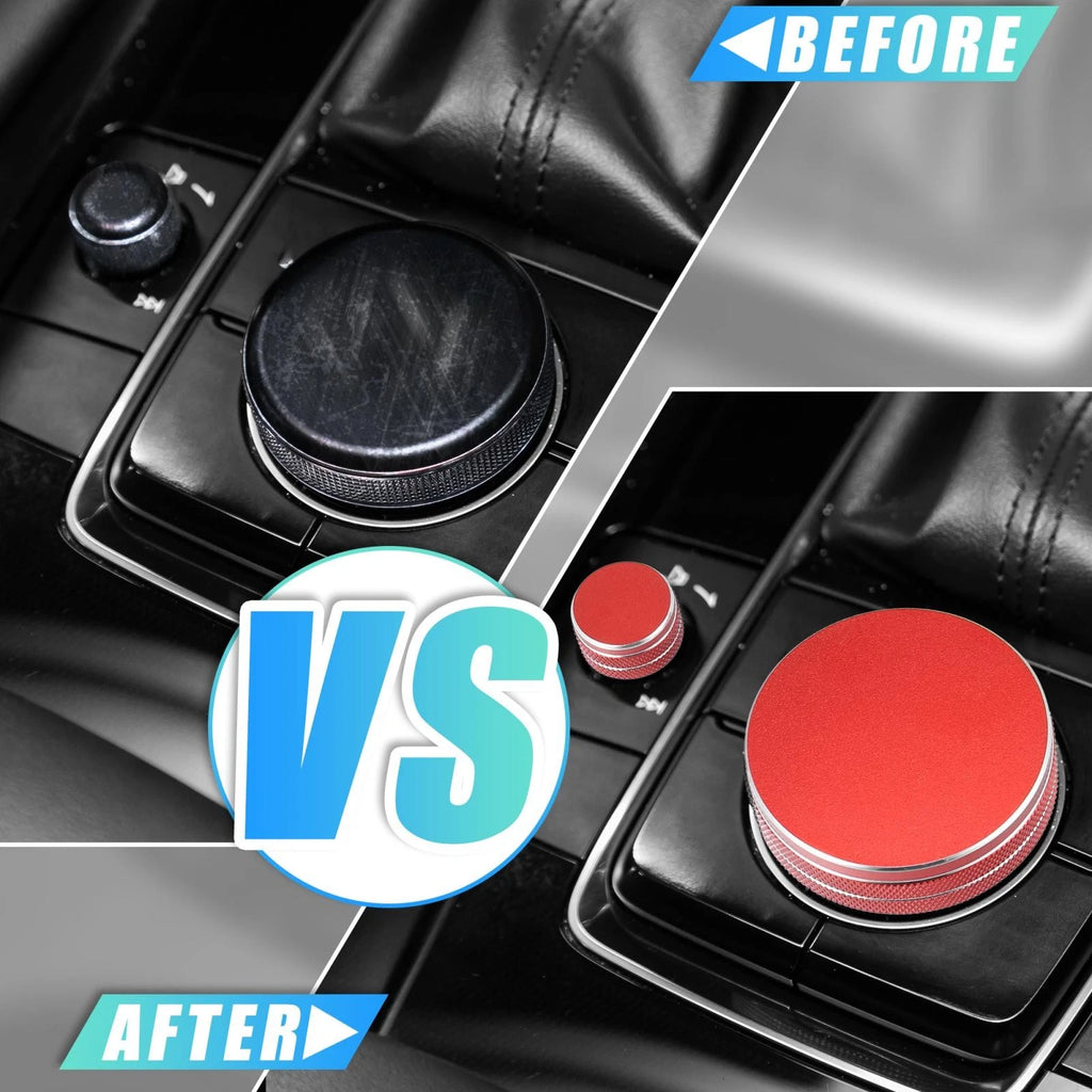 2pcs Multimedia Volume Knob Caps Replacement for Mazda 6 (2014–2020) Red