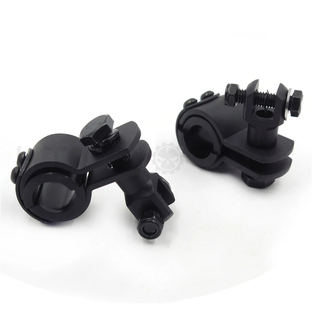 Pair Black Foot Peg Mounts for Harley (1 1/4" Engine Guard)