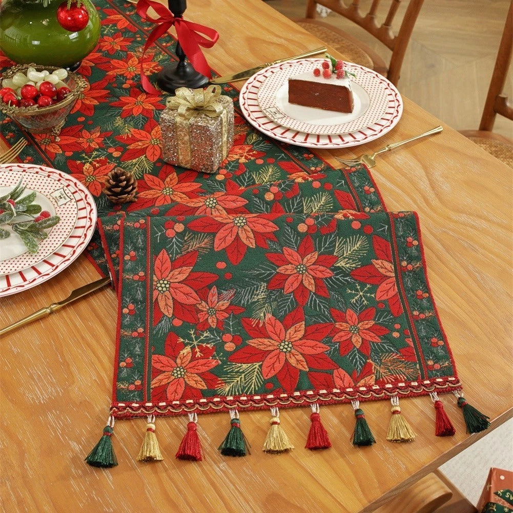 Table 35X220cm Polyester Holiday Theme with Snowman and Fringe