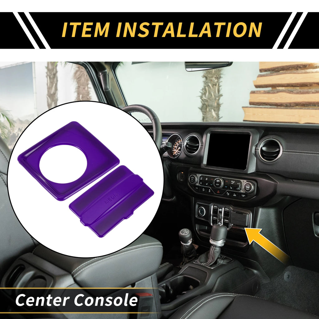 Cigarette Lighter USB Socket Panel Cover Trim for Jeep Wrangler JL (2018–2024) Purple