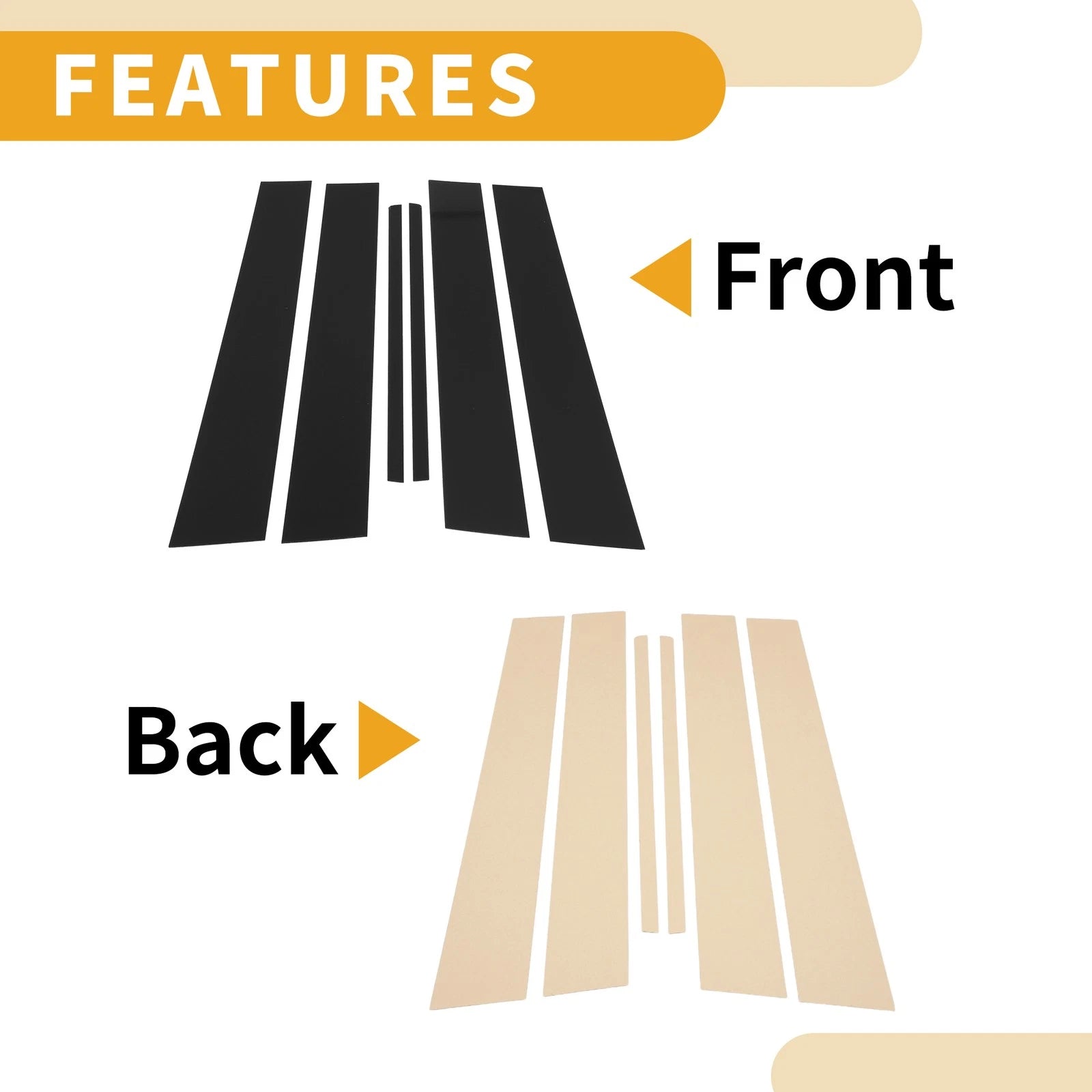Door Pillar Window Trim Kit Black 6 Pcs for Lexus CT200 (2011–2012)