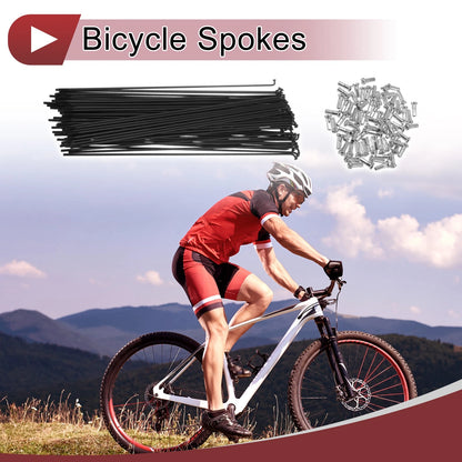 Set 14G Bicycle Spokes 213mm Carbon Steel Black for Bike Wheels (Universal)