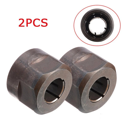 2X Collet Nut for Plunge Router 1/2" Metal 12.7mm Center Hole Black