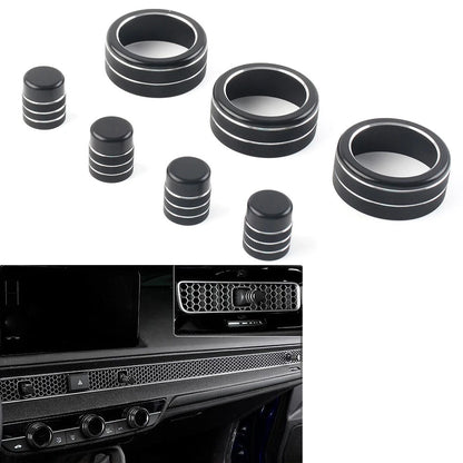 7x Switch Knob Ring Cover Panel for Honda Civic (2011–2022) & CR-V (2023–2024) Black
