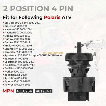 Ignition Key Switch for Polaris Magnum 325 2X4 4X4 (2000–2001)