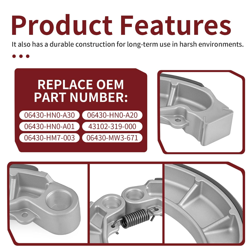 Rear Brake Shoes 06430-HN0-A30 for Honda Rancher 350 TRX350FE/FM/TE/TM (2000–2006)