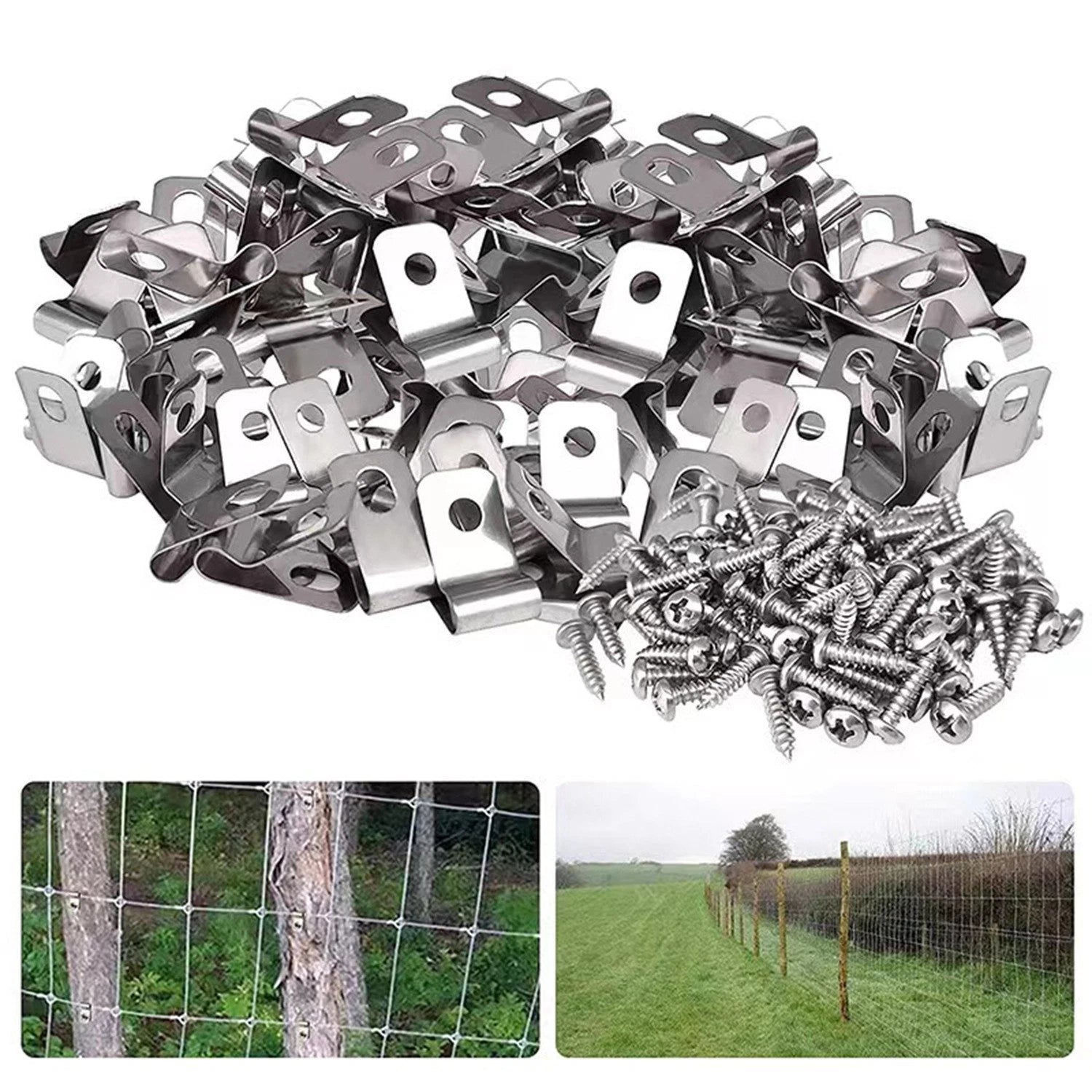 100 Stainless Steel Wire Clips for Outdoor Projects (No specific make/model)