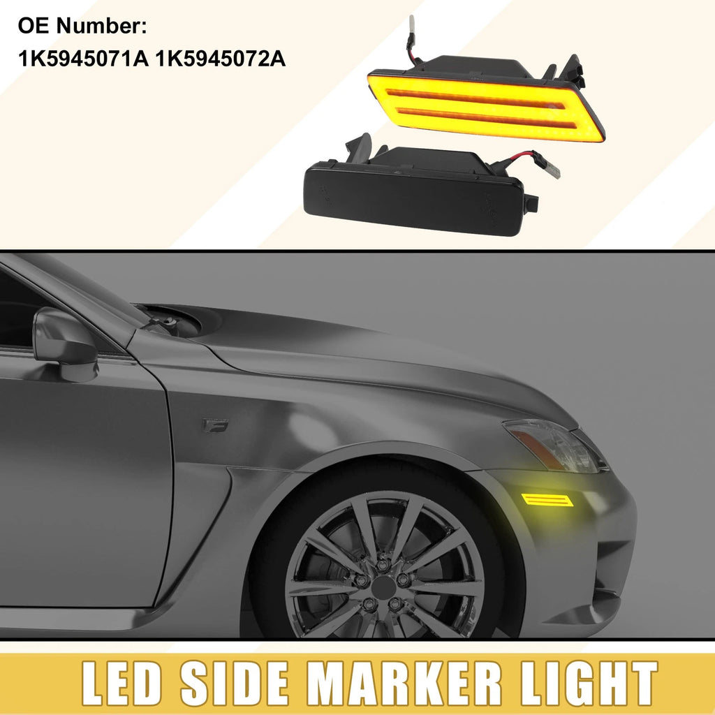 Front LED Side Marker Light Replacement for Volkswagen (2010–2016) Amber Pair