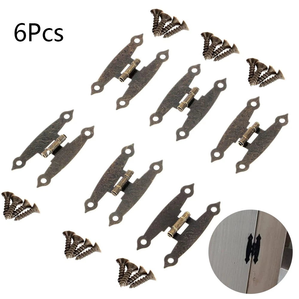 6pcs Antique H-type Hinges for Jewelry Box Door (65mm x 33mm)