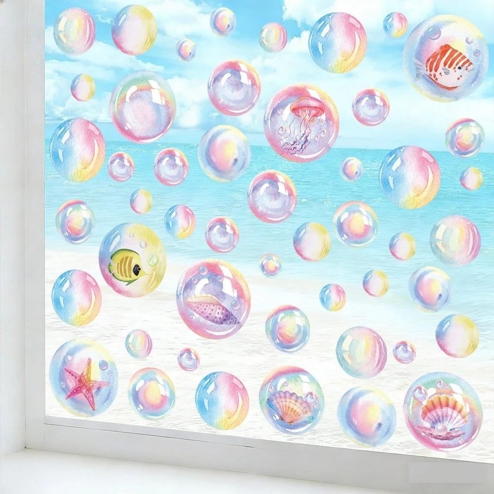 Static Clings for Marine Life Theme Decorative Decals for Home