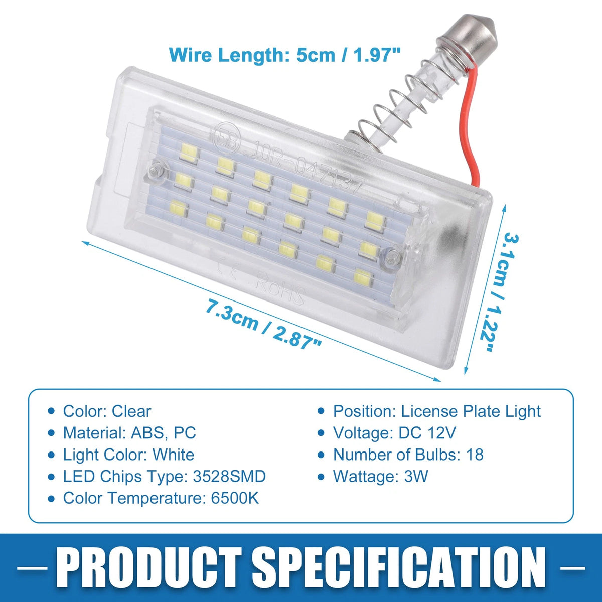 2X White LED License Plate Light 51137062293 for BMW X5 (2002–2006)