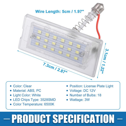 2X White LED License Plate Light 51137062293 for BMW X5 (2002–2006)