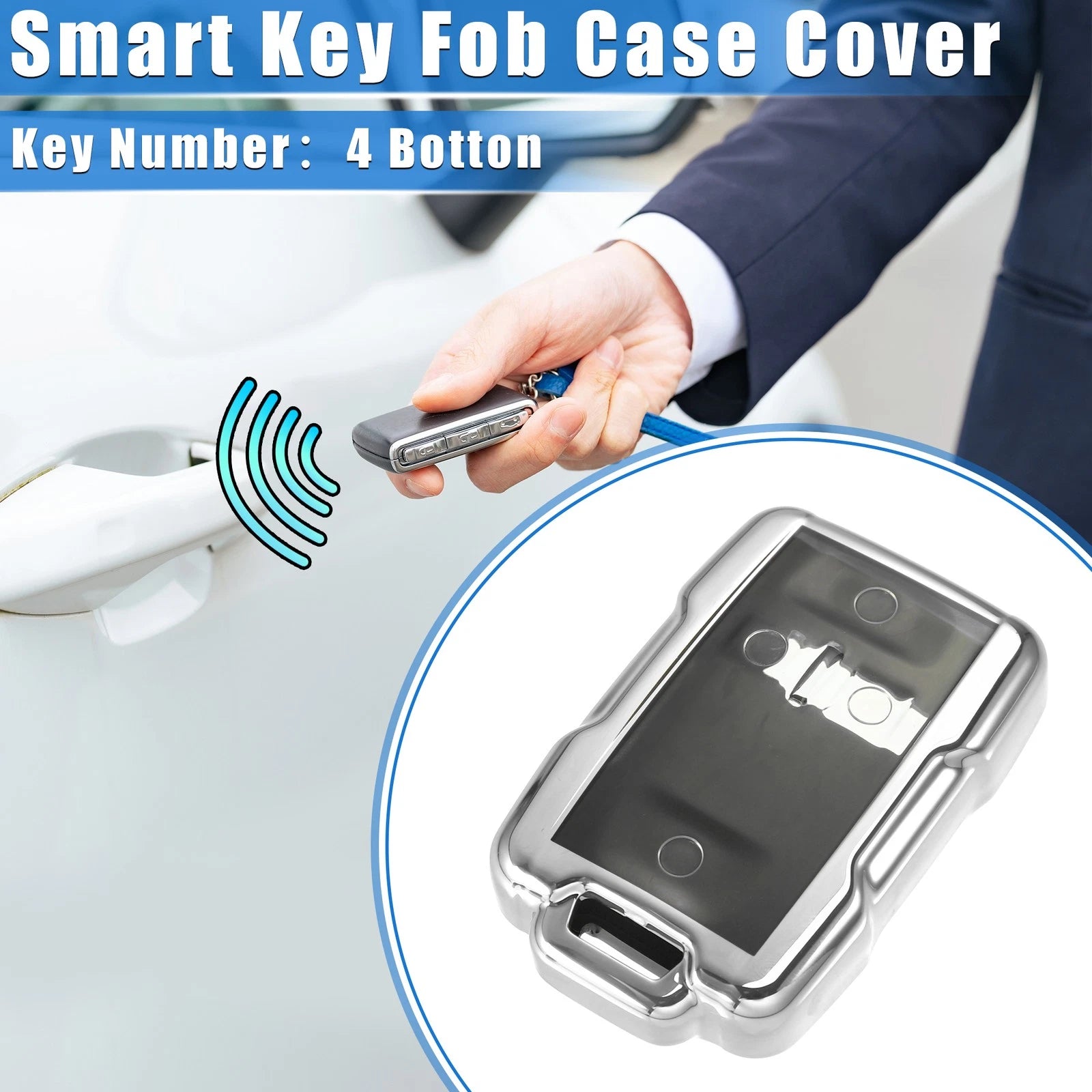 Remote Key Fob Cover Clear 4 Buttons for Chevy Suburban (2000–2020)