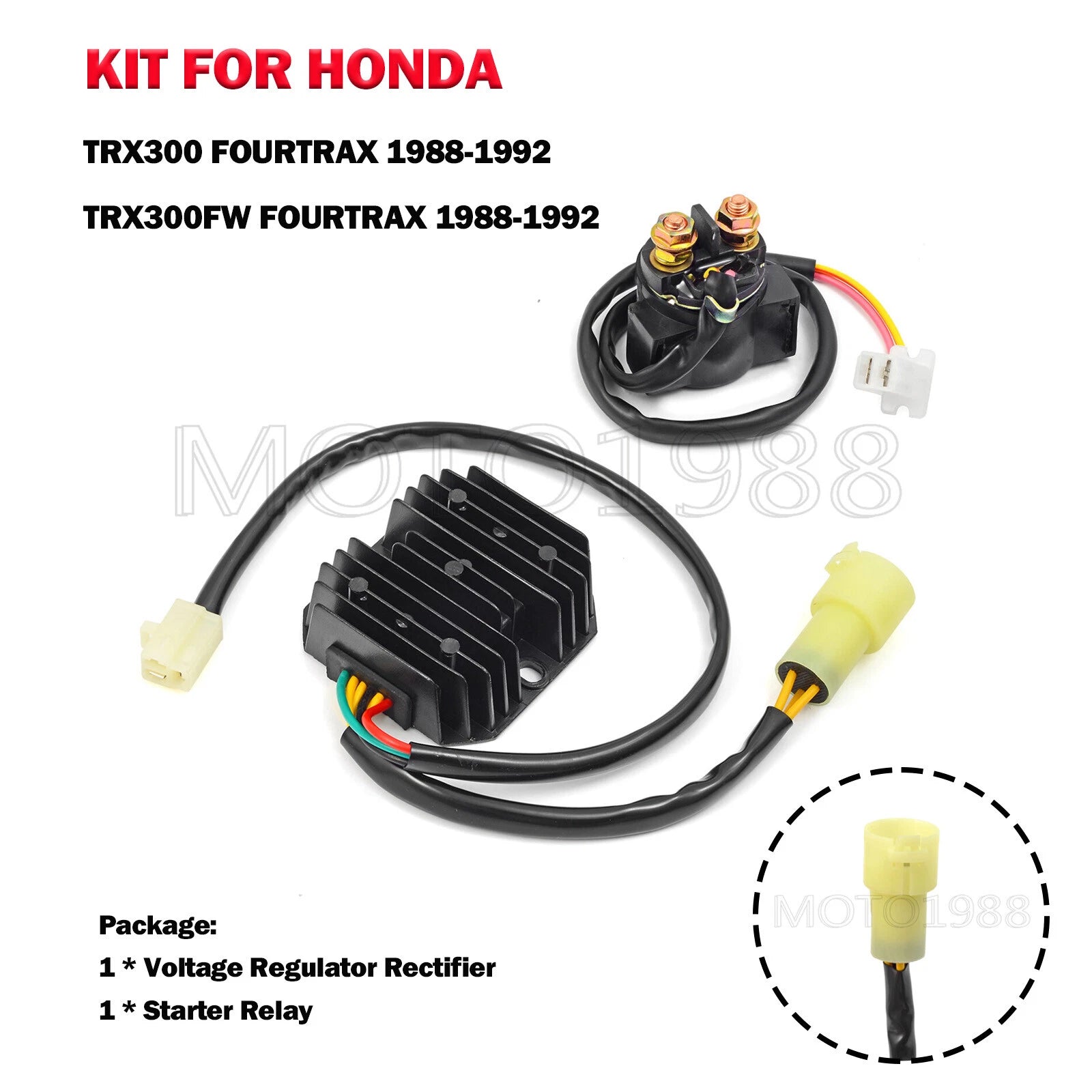 Regulator Rectifier Starter Relay for Honda Fourtrax 300 TRX300 (1988–1992)