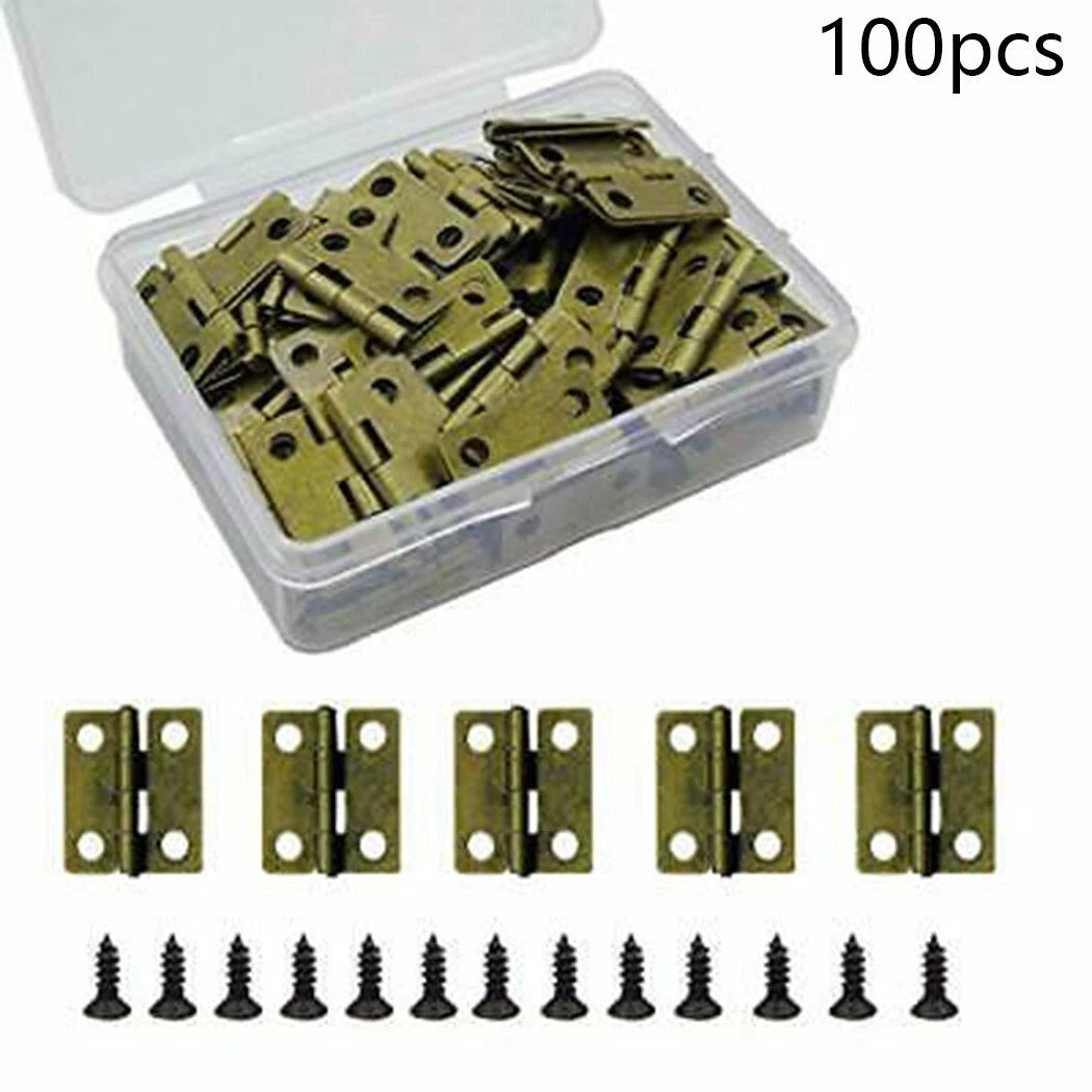 100x Small Box Hinges for Jewelry Box, Doll Box (Retro)