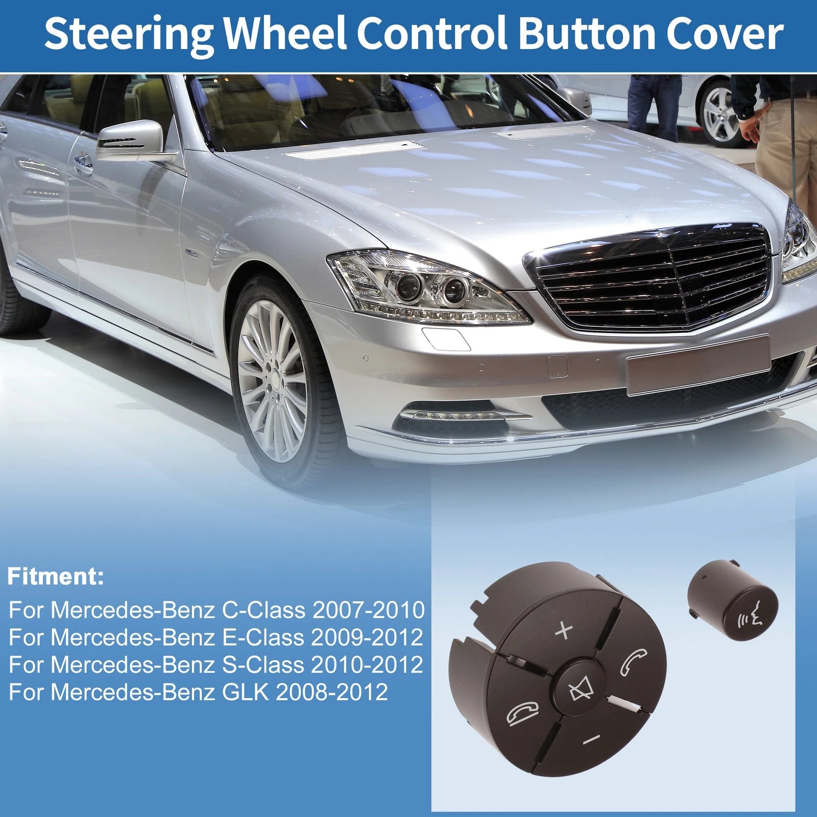 Steering Wheel Control Button Cover Replacement for Mercedes-Benz C-Class (2007–2010)