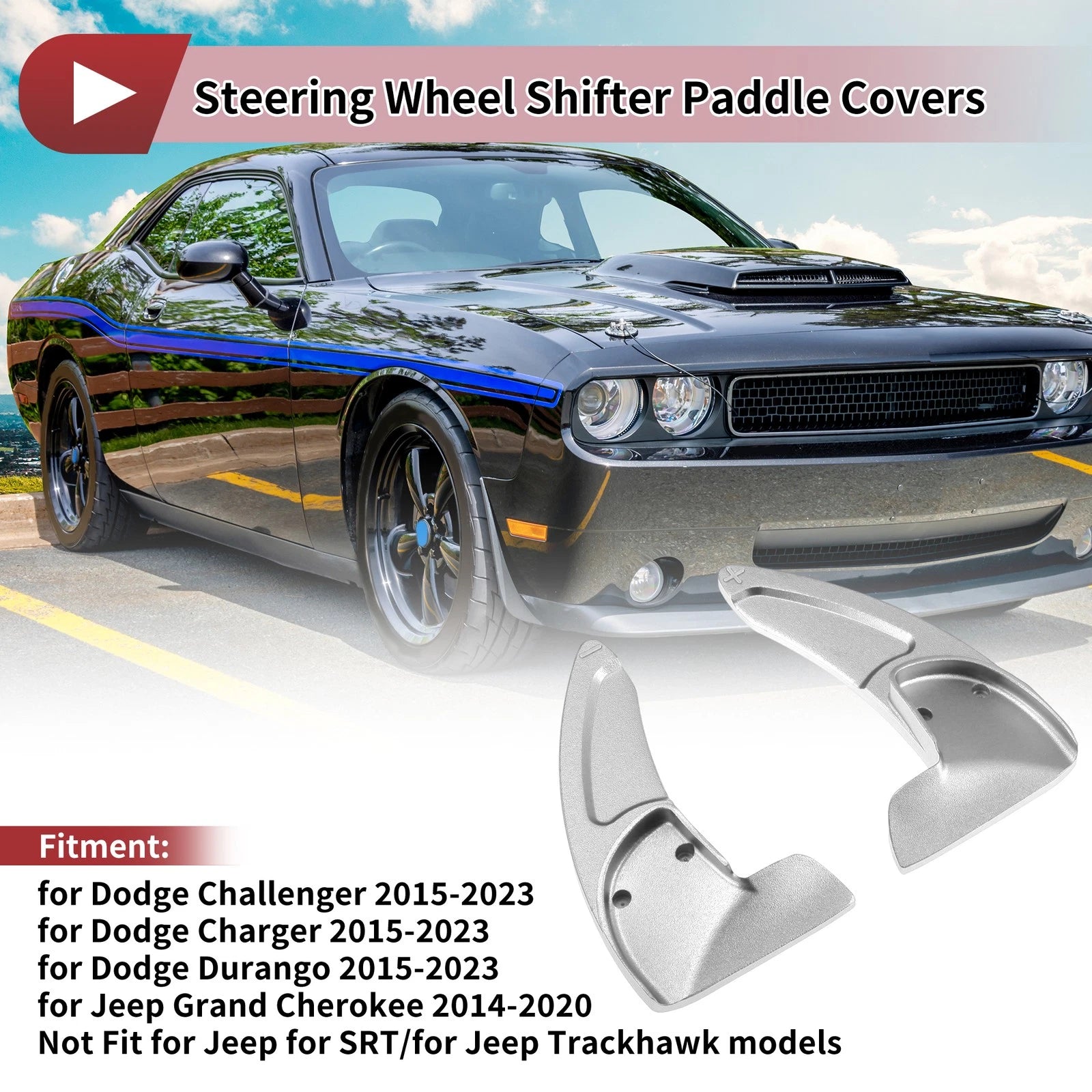 Aluminum Alloy Steering Wheel Shift Paddle Extensions for Dodge Challenger (2015–2023)