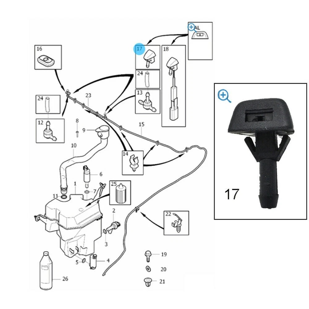 Front Windshield Wiper Spray Nozzle for Volvo S40 S80 S70 C70 XC90