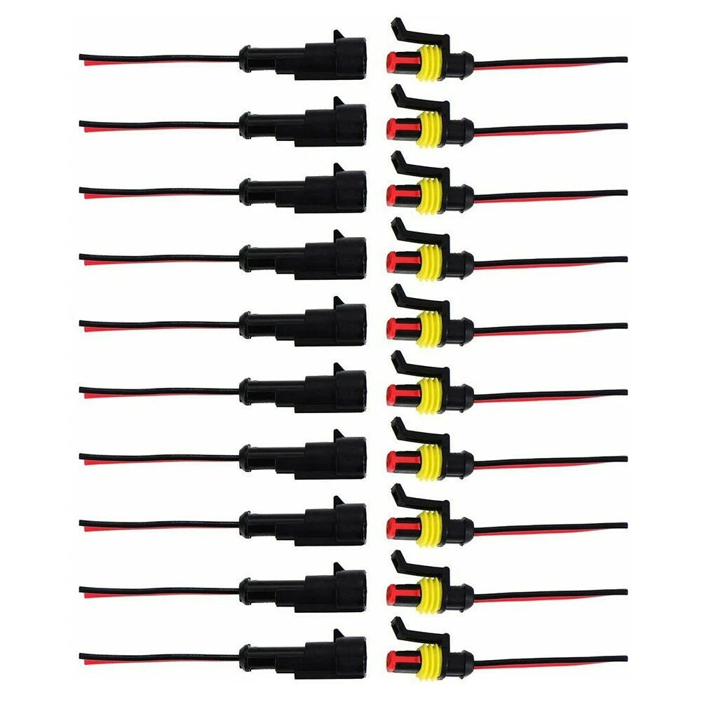 Set of 10 Wire Connector Plugs 12V 2Pin Amp/Tyco Male Housing