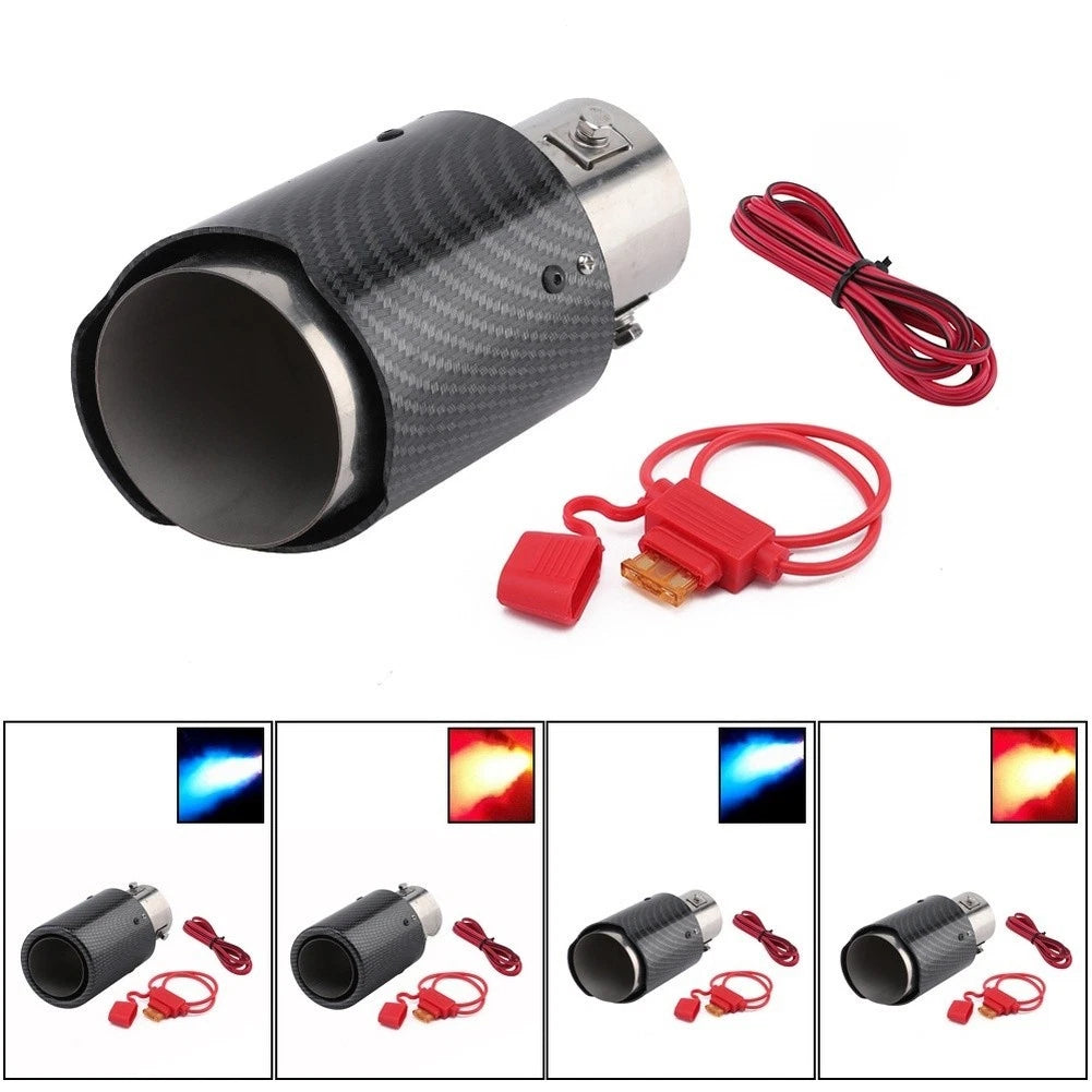 Stainless Steel Exhaust Tip with LED Lighting Carbon Fiber Flame Effect Design
