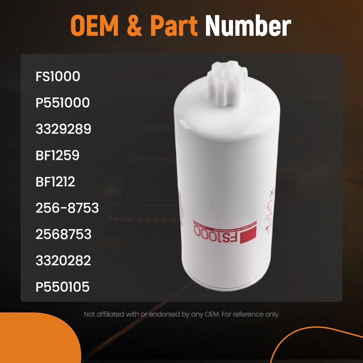 Fuel Water Separator Filter FS1000 for Caterpillar 2568753 Cummins 3329289