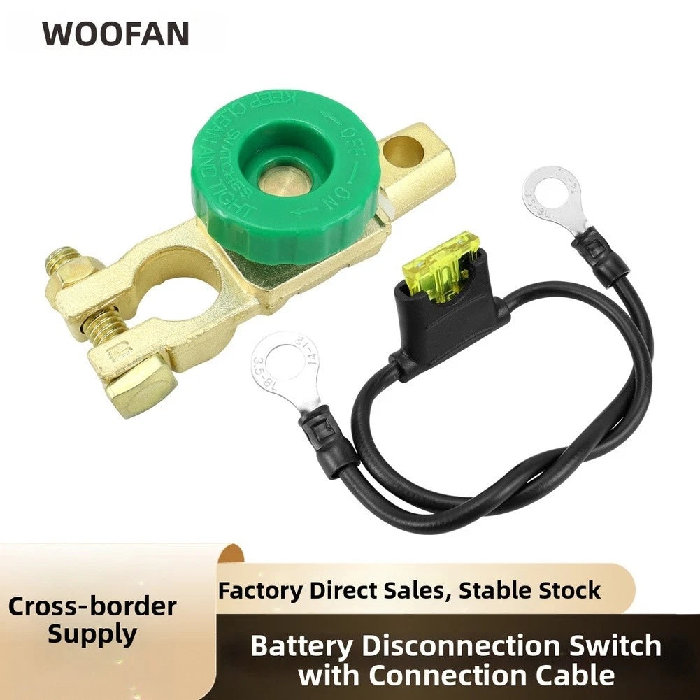 Car Battery Disconnect Switch with 20A Fuse Blade and Cables for Universal Use