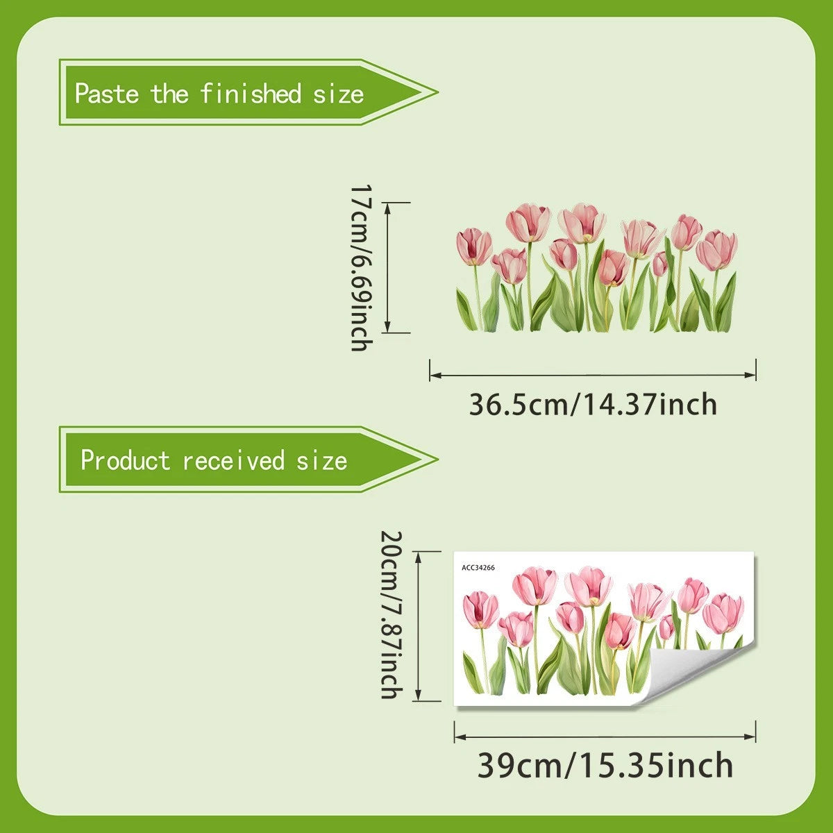 Self Tulip Window Decal PVC Static Cling for Smooth Surfaces (39x29cm)
