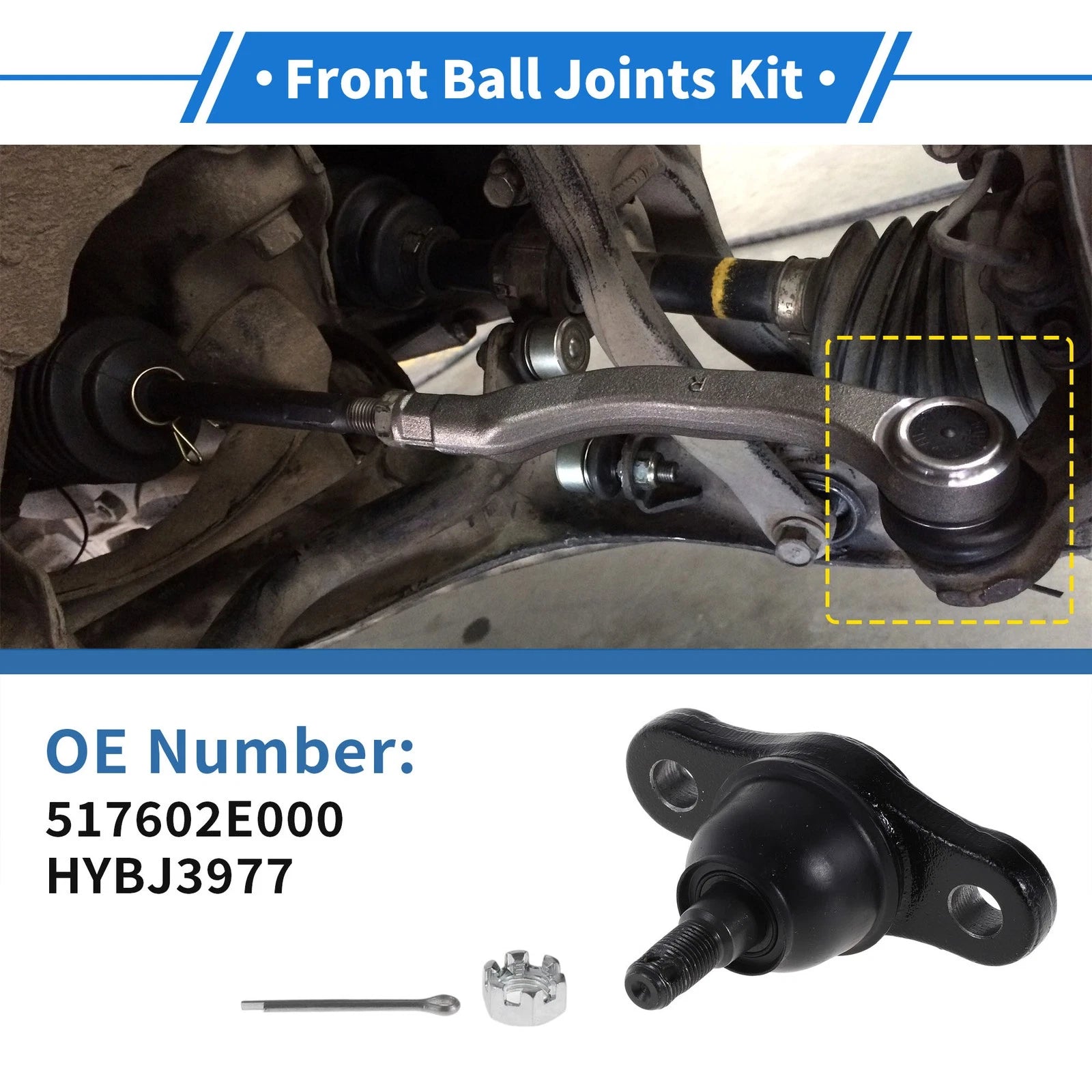 2 Pcs Front Lower Ball Joints Replacement for Hyundai Tucson (2005–2009)