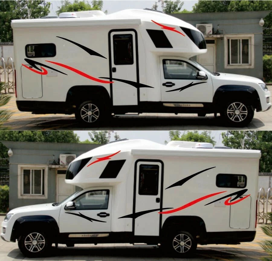1 Pair Stripes Graphics Vinyl Decals Stickers Kit for Caravan Travel Trailer Van