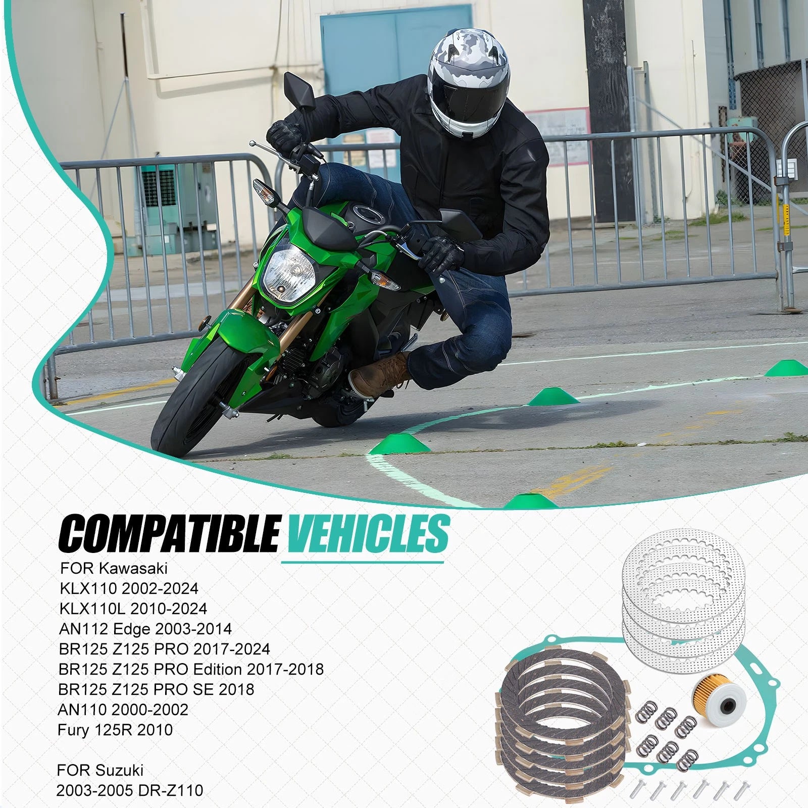 Clutch Friction Steel Plates w/ Gasket Kit for Kawasaki Z125 Pro (2017–2024)