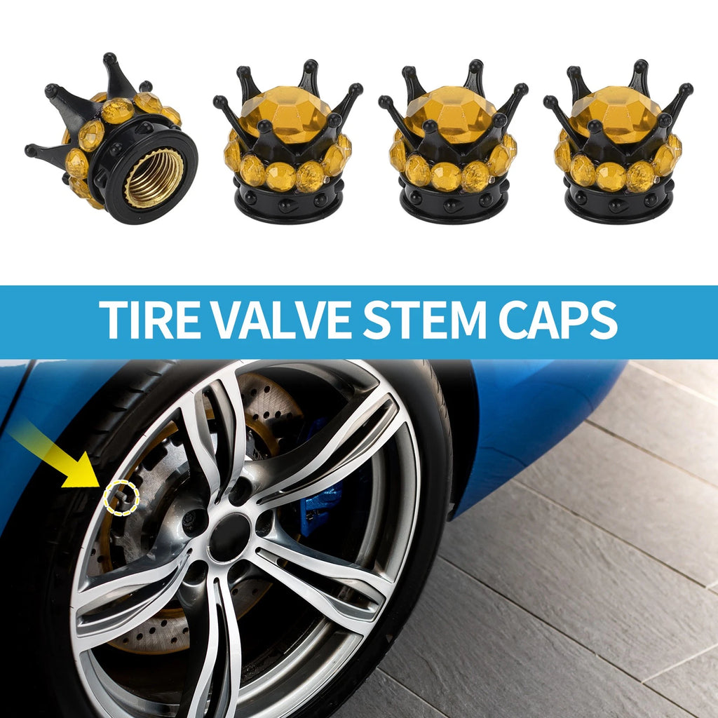 Tire Valve Stem Caps Replacement for Car SUV Bike Wheel (4 Pack) (Black)