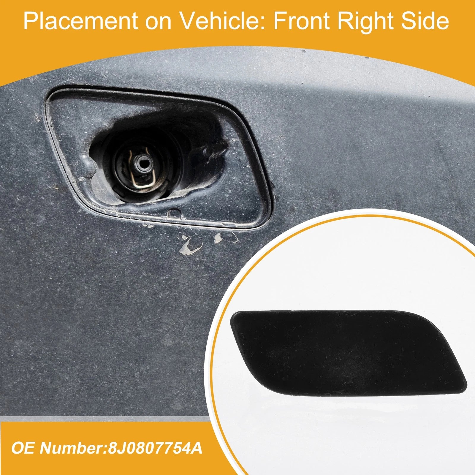 Washer Nozzle Cover Cap Front Right for Audi TT (2009–2015) Unpainted