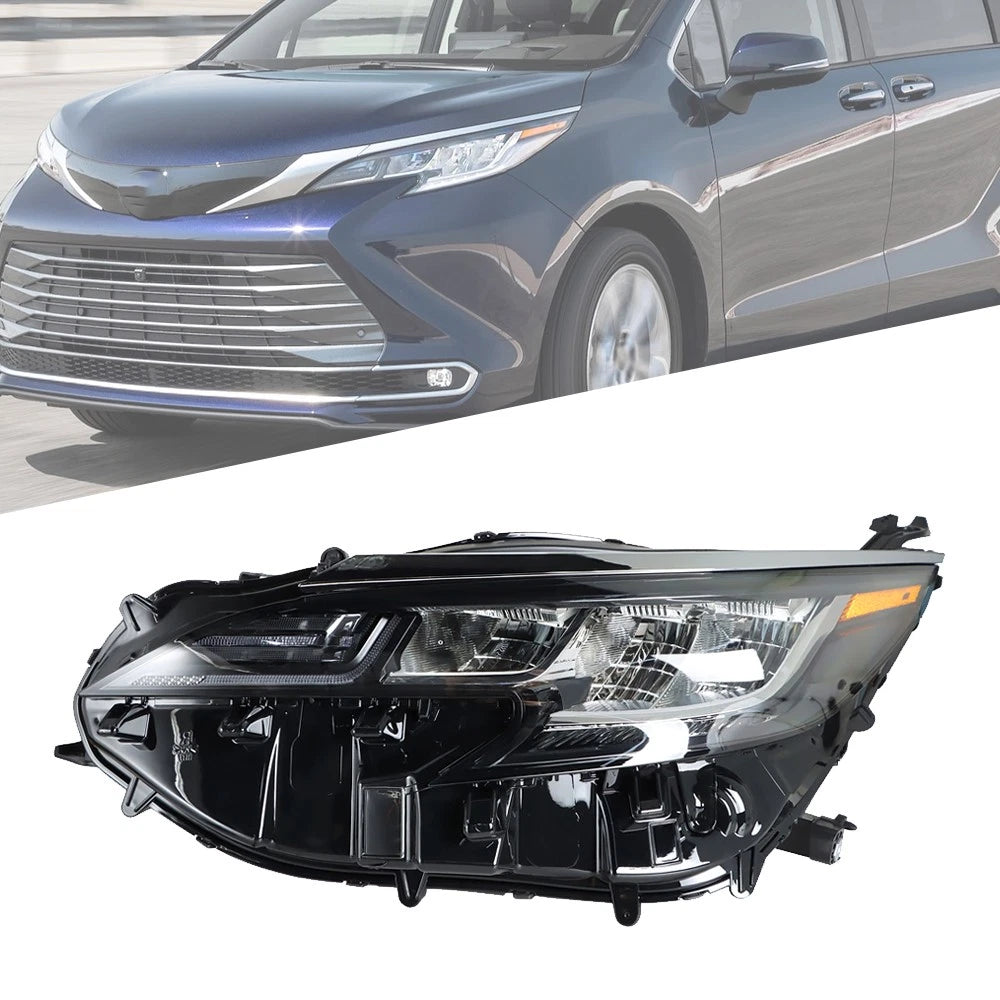 Headlight Assembly LED Black Driver/Left Side for Toyota Sienna (2021–2022)