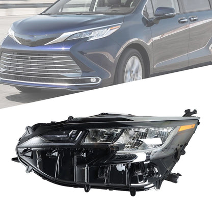 Headlight Assembly LED Black Driver/Left Side for Toyota Sienna (2021–2022)