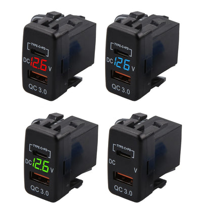 Dual USB QC3.0 Fast Charging Car Charger Socket for Toyota (12-24V)