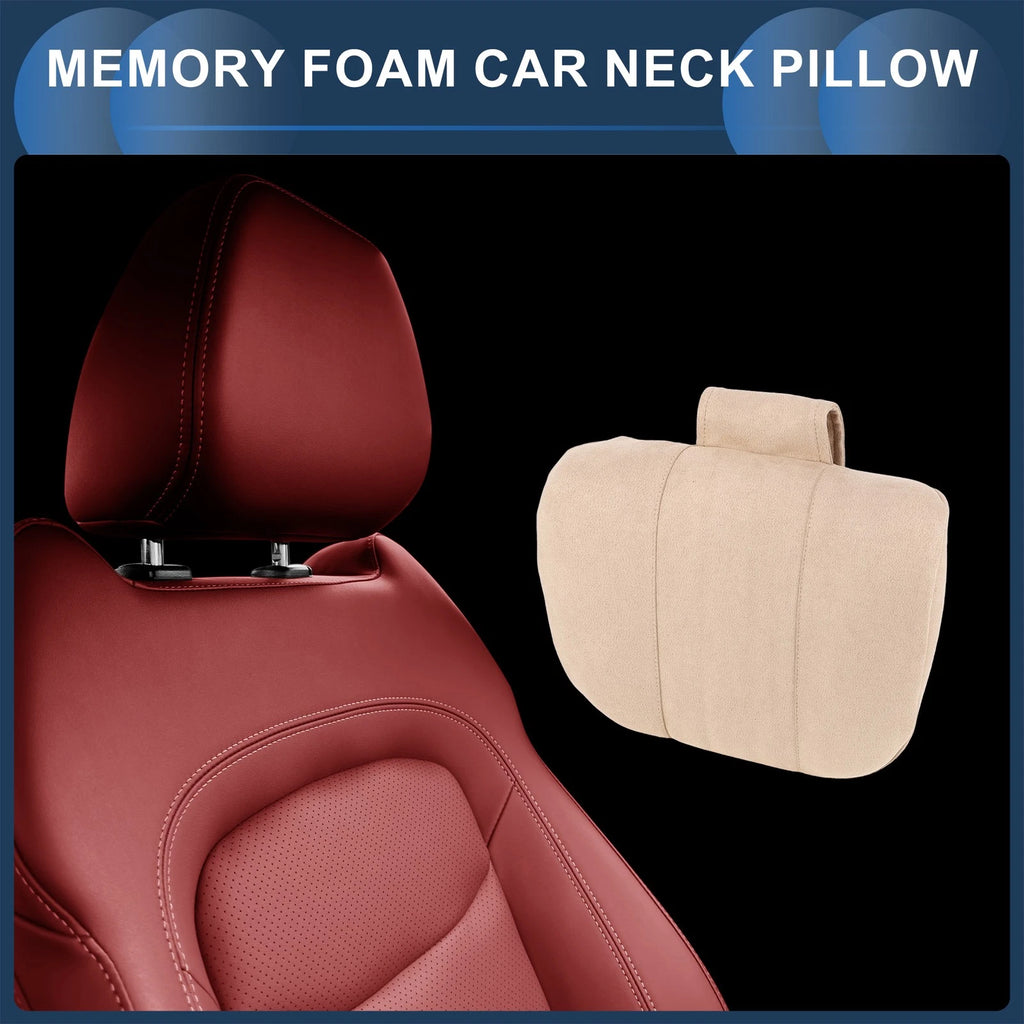 Memory Foam Neck Pillow for Universal Car Seats - Beige (1 Pc)