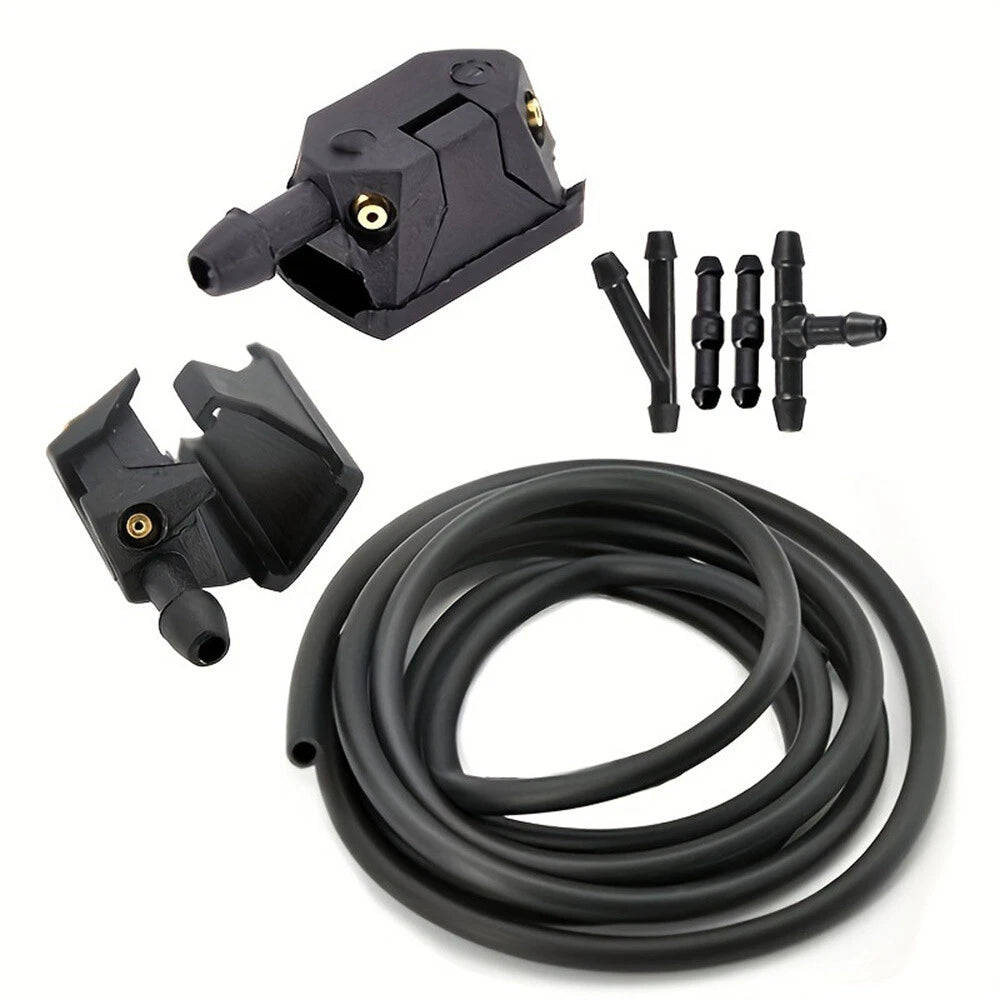 2Pcs Front Windscreen Wiper Arm Washer Nozzle Spray Jets 4 Way with 2m Pipe Hose