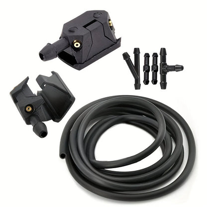 2Pcs Front Windscreen Wiper Arm Washer Nozzle Spray Jets 4 Way with 2m Pipe Hose