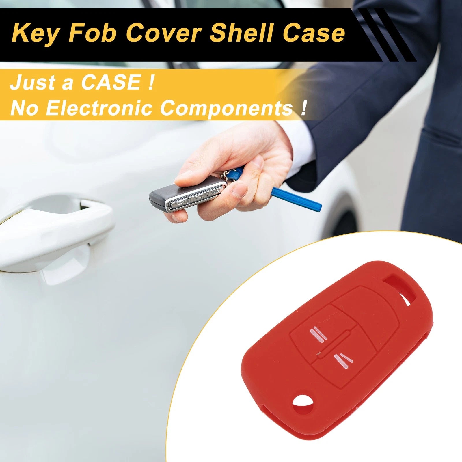 Red Silicone Key Case for Opel Corsa D (2006–2014) - 2 Buttons