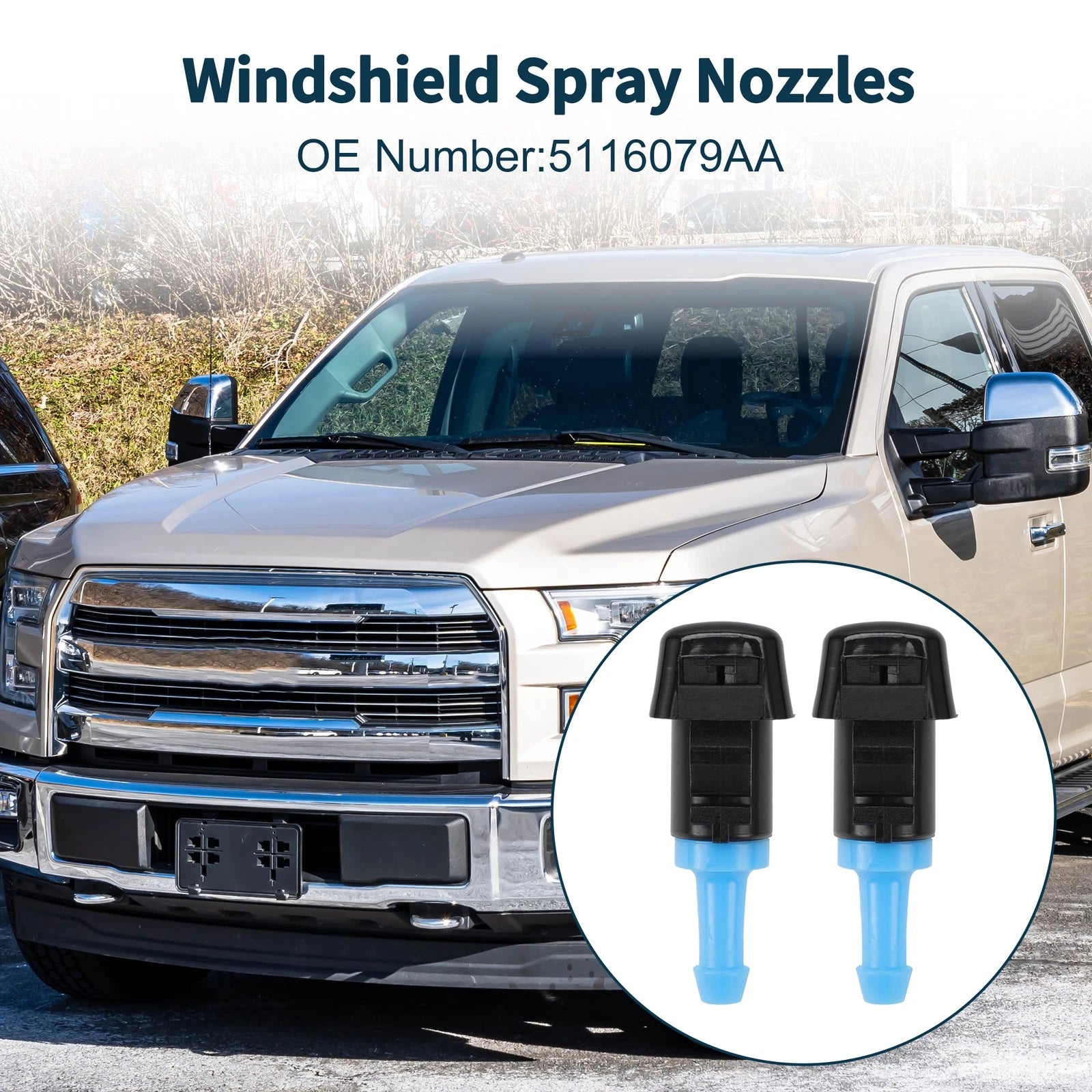 Windshield Washer Nozzle Set with Gasket for Dodge (No. 5116079AA)