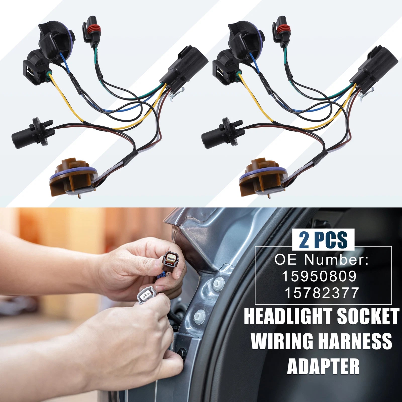 2pcs Headlight Socket Adapter 15782377 for Chevy Suburban Tahoe (2007–2014)